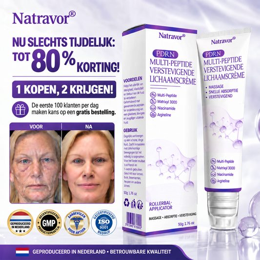 Natravor®🎗️ PDRN Multi-Peptide Massage Roller Crème – Anti-aging verzorging, hydratatie, versteviging & lifting voor een gladdere en egalere huid