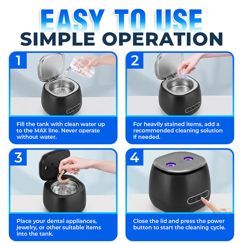 ⭐️TopSpire® 25W Deep Cleaning Denture Ultrasonic Cleaner for Retainers, Mouth Guards, Aligner