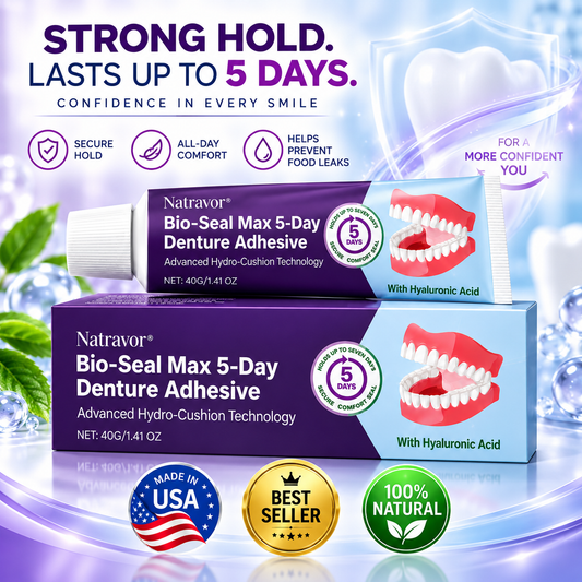 🔥100K+ SOLD🔥𝐍𝐚𝐭𝐫𝐚𝐯𝐨𝐫® Bio-Seal Max 5-Day Denture Adhesive🦷💙