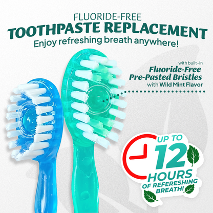⭐️TopSpire® 6-in-1 Ready-to-Go Mini Travel Toothbrush with Floss & Toothpick, No Rinsing Needed, Individually Wrapped & TSA Friendly